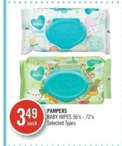 Shoppers Drug Mart Pampers baby wipes 56's - 72's offer