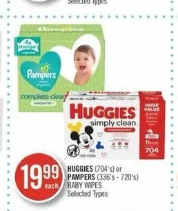 Shoppers Drug Mart Huggies baby wipes 704's offer