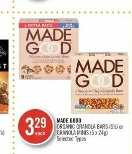 Shoppers Drug Mart Made good organic granola bars 5's offer