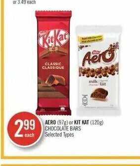Shoppers Drug Mart Aero chocolate bars 97g offer