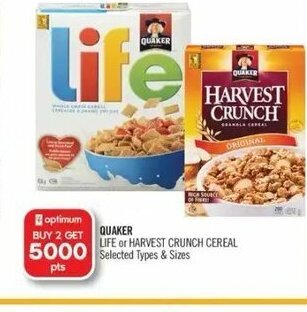 Shoppers Drug Mart Quaker life or harvest crunch cereal offer