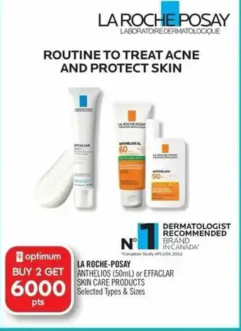 Shoppers Drug Mart La roche-posay anthelios 50ml or effaclar skin care products offer