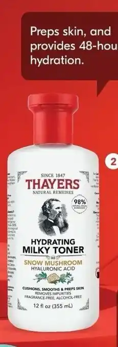 Shoppers Drug Mart Thayers Hydrating milky toner 355ml offer