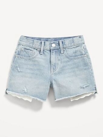 Old Navy High-waisted exposed lace-pocket jean shorts for girls offer