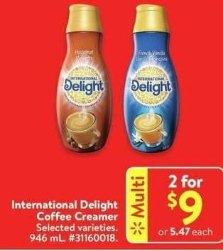 Walmart International Delight Coffee Creamer 946 ml offer