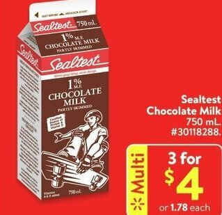 Walmart Sealtest Chocolate Milk 750 ml offer