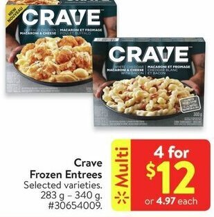 Walmart Crave Frozen Entrees 283 g- 340 g offer