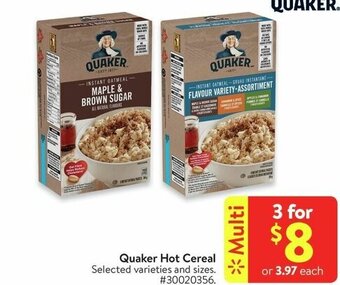 Walmart Quaker Hot Cereal offer