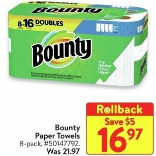 Walmart Bounty Paper Towels offer
