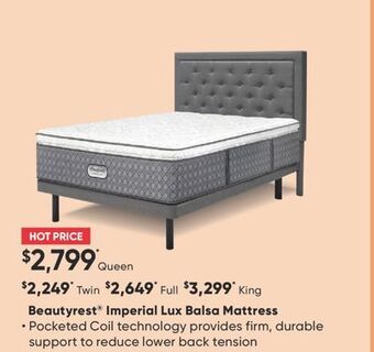 Sleep Country Beautyrest imperial lux balsa mattress offer