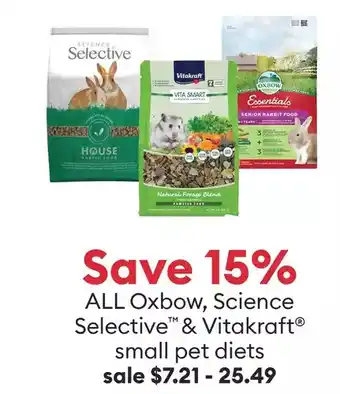 Petsmart All oxbow, science selective™ & vitakraft® small pet diets offer