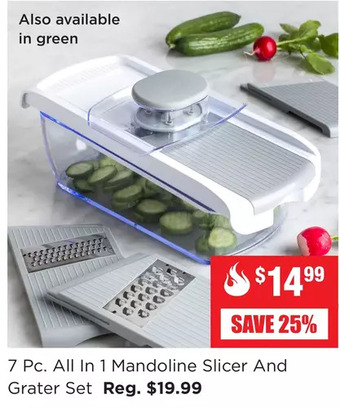 Kitchen Stuff Plus 7 pc. all in 1 mandoline slicer and grater set offer