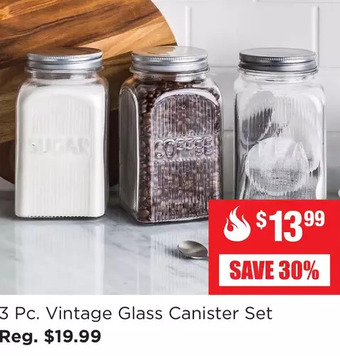 Kitchen Stuff Plus 3 pc. vintage glass canister set offer