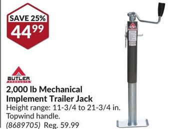 Princess Auto 2,000 lb mechanical implement trailer jack offer