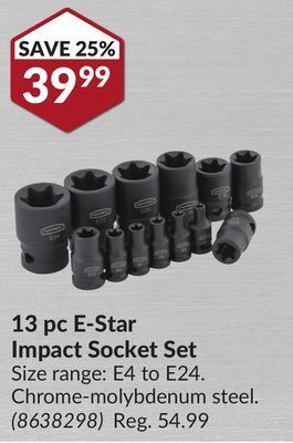 Princess Auto 13 pc e-star impact socket set offer
