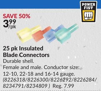 Princess Auto Power fist 25 pk insulated blade connectors offer