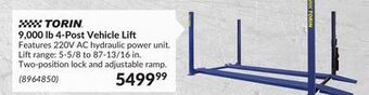 Princess Auto 9,000 lb 4-post vehicle lift offer