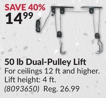 Princess Auto 50 lb dual-pulley lift offer