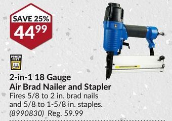 Princess Auto 2-in-1 18 gauge air brad nailer and stapler fires offer