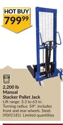 Princess Auto 2,200 lb manual stacker pallet jack offer