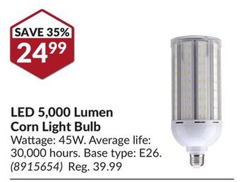 Princess Auto Led 5, 000 lumen corn light bulb offer