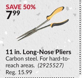 Princess Auto 11 in. long-nose pliers offer