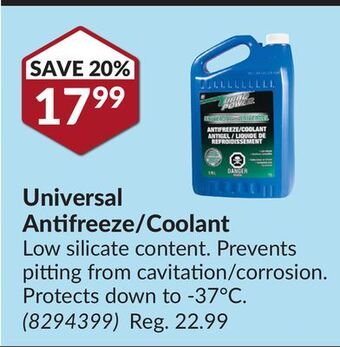 Princess Auto Universal antifreeze/coolant offer