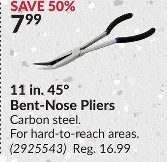 Princess Auto 11 in. 45° bent-nose pliers offer