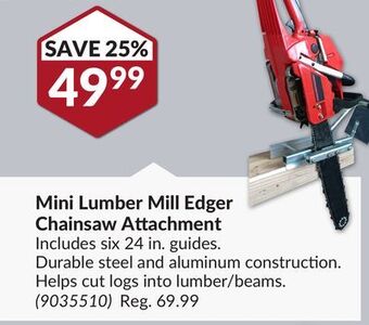 Princess Auto Mini lumber mill edger chainsaw attachment offer