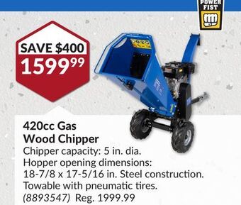 Princess Auto 420cc gas wood chipper offer