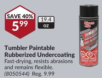 Princess Auto Tumbler paintable rubberized undercoating offer