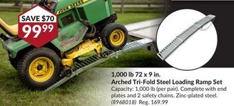 Princess Auto 1,000 lb 72 x 9 in. arched tri-fold steel loading ramp set offer