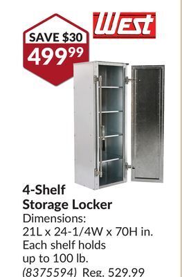 Princess Auto 4-shelf storage locker offer