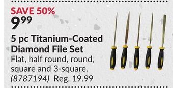 Princess Auto 5 pc titanium-coated diamond file set offer