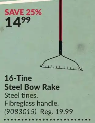 Princess Auto 16-tine steel bow rake offer