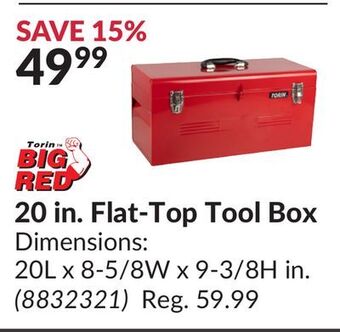 Princess Auto 20 in. flat-top tool box offer