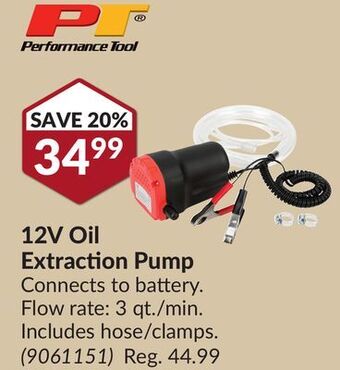 Princess Auto 12v oil extraction pump offer