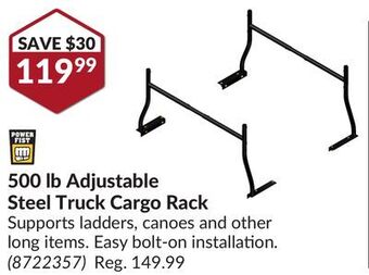 Princess Auto 500 lb adjustable steel truck cargo rack offer