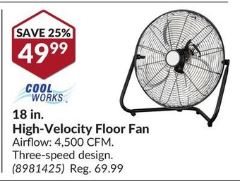 Princess Auto 18 in. high-velocity floor fan offer
