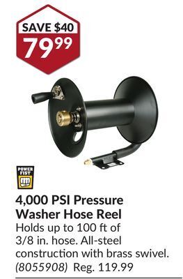 Princess Auto 4,000 psi pressure washer hose reel offer