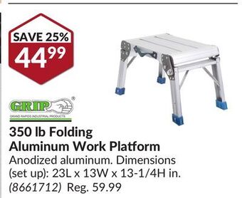 Princess Auto Grand rapids industrial products 350 lb folding aluminum work platform offer