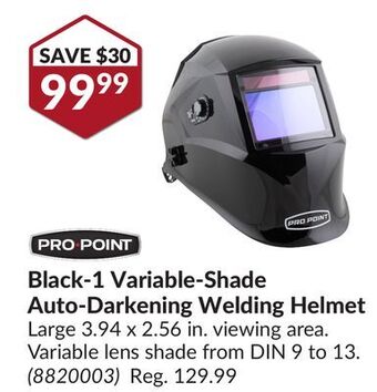 Princess Auto Black-1 variable-shade auto-darkening welding helmet offer