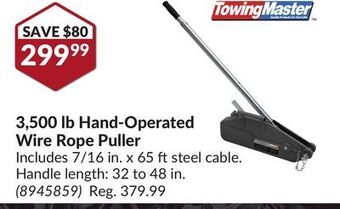 Princess Auto 3,500 lb hand-operated wire rope puller offer