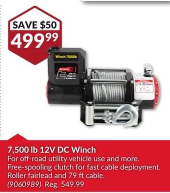 Princess Auto 7,500 lb 12v dc winch offer
