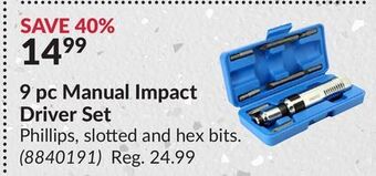 Princess Auto 9 pc manual impact driver set offer