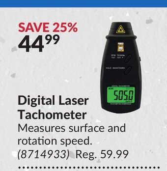 Princess Auto Digital laser tachometer offer