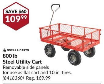 Princess Auto 800 lb steel utility cart offer
