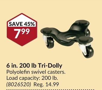 Princess Auto 6 in. 200 lb tri-dolly offer