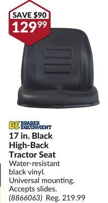 Princess Auto 17 in. black high-back tractor seat offer