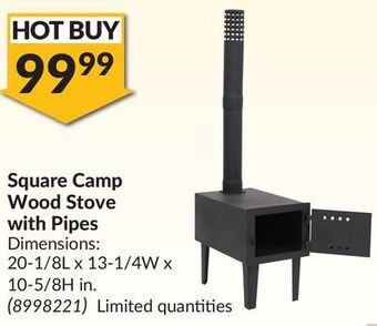 Princess Auto Square camp wood stove with pipes offer
